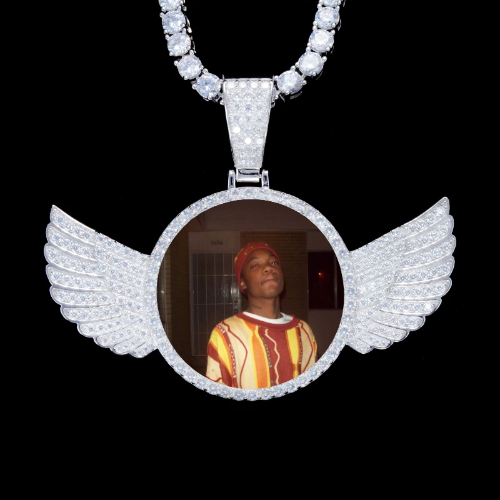 925S & VVS Moissanite 3D Wing Custom Picture Pendant