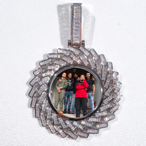 Large 3D Baguette Custom Picture Pendant