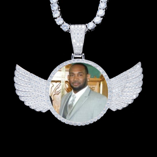 925S & VVS Moissanite 3D Wing Custom Picture Pendant