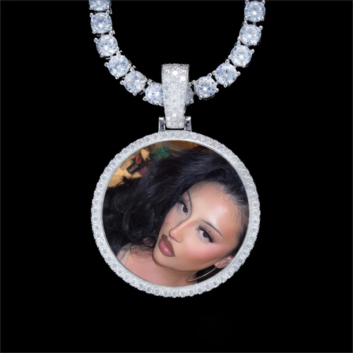 925S & VVS Moissanite 3D Circle Custom Picture Pendant