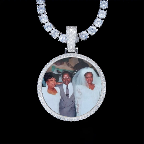 925S & VVS Moissanite 3D Circle Custom Picture Pendant
