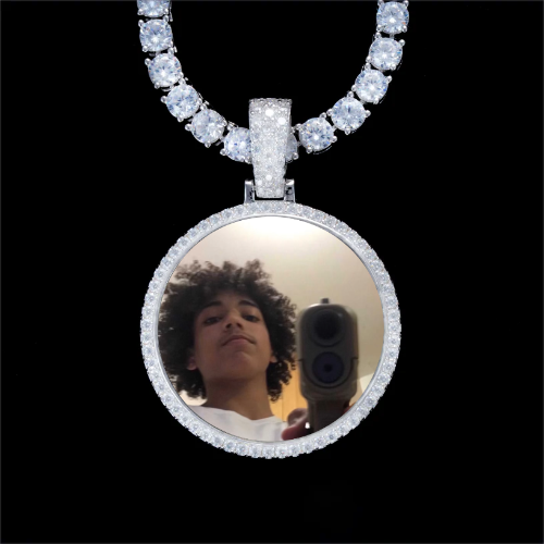 925S & VVS Moissanite 3D Circle Custom Picture Pendant