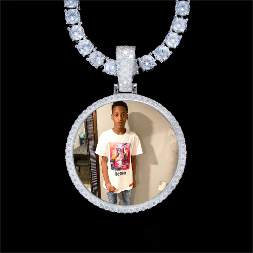 925S & VVS Moissanite 3D Circle Custom Picture Pendant