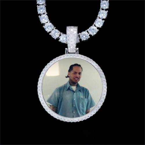 925S & VVS Moissanite 3D Circle Custom Picture Pendant