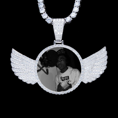 925S & VVS Moissanite 3D Wing Custom Picture Pendant