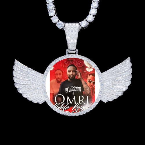 925S & VVS Moissanite 3D Wing Custom Picture Pendant