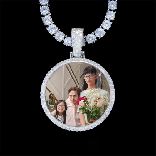 925S & VVS Moissanite 3D Circle Custom Picture Pendant