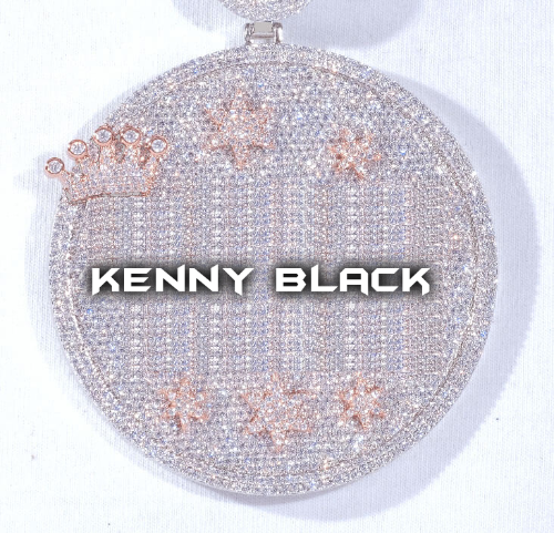 CUSTOM LETTER NECKLACE 3D BIG CROWN DISC