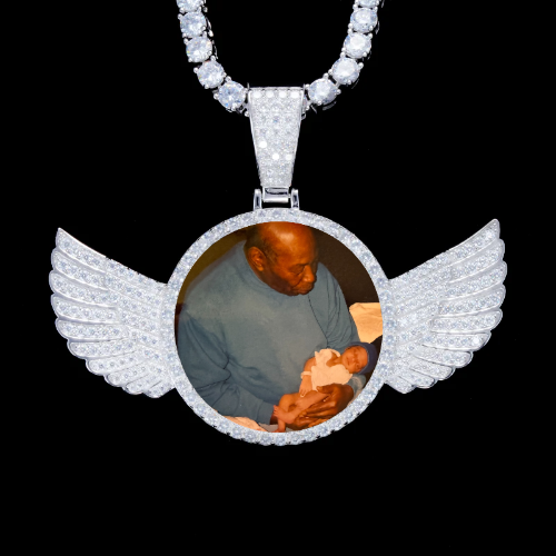 925S & VVS Moissanite 3D Wing Custom Picture Pendant
