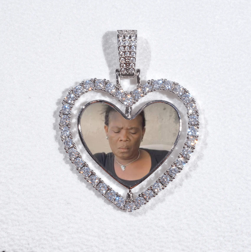 3D Spinning 2-Faced Heart Custom Picture Pendant