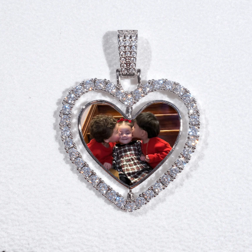 3D Spinning 2-Faced Heart Custom Picture Pendant