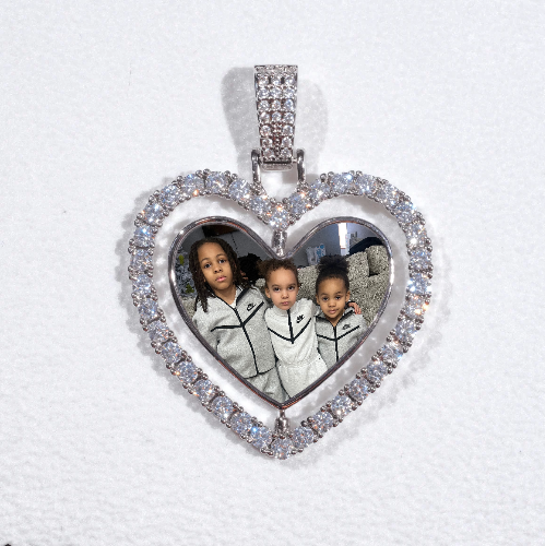 3D Spinning 2-Faced Heart Custom Picture Pendant