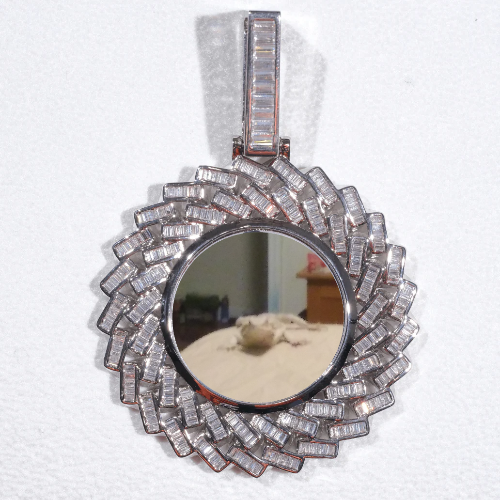 Large 3D Baguette Custom Picture Pendant