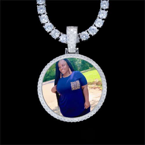 925S & VVS Moissanite 3D Circle Custom Picture Pendant