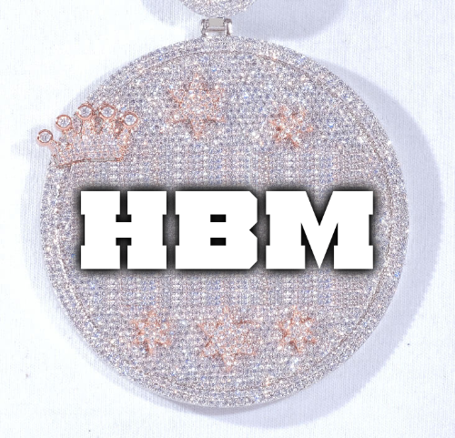 CUSTOM LETTER NECKLACE 3D BIG CROWN DISC