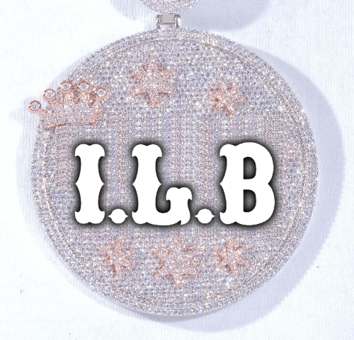 CUSTOM LETTER NECKLACE 3D BIG CROWN DISC