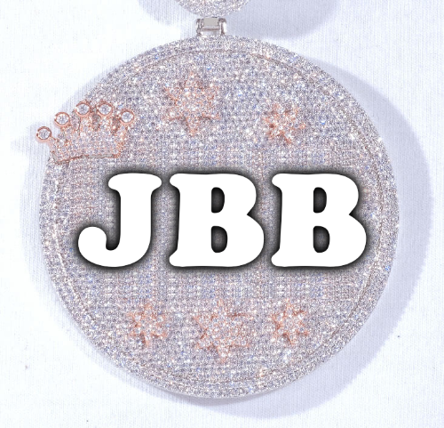 CUSTOM LETTER NECKLACE 3D BIG CROWN DISC