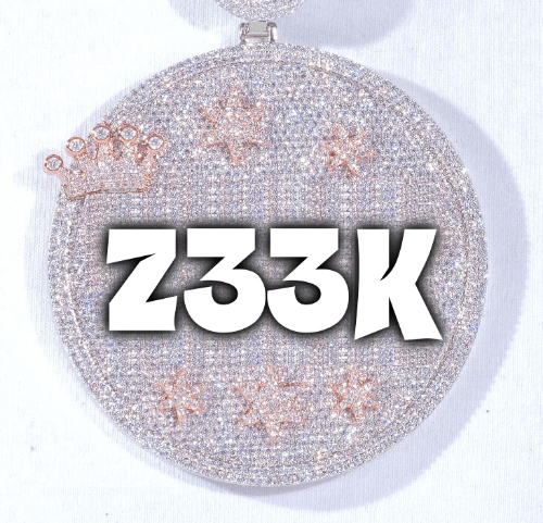 CUSTOM LETTER NECKLACE 3D BIG CROWN DISC
