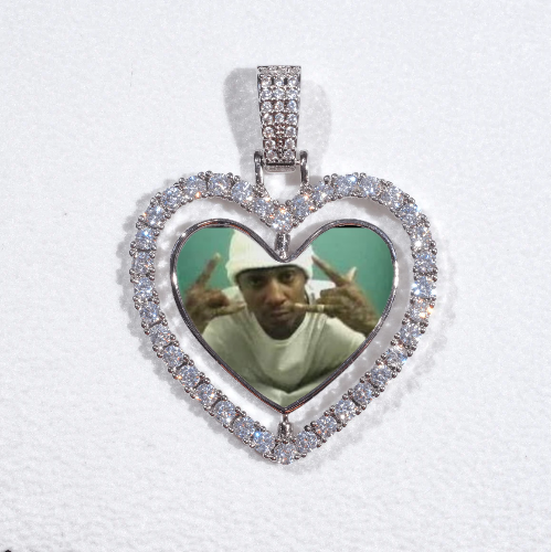 3D Spinning 2-Faced Heart Custom Picture Pendant