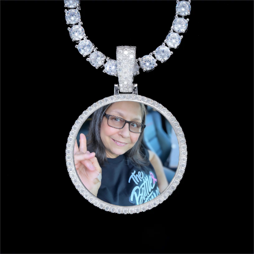 925S & VVS Moissanite 3D Circle Custom Picture Pendant