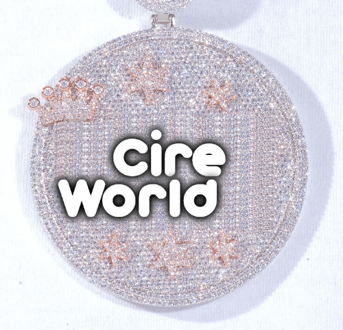 CUSTOM LETTER NECKLACE 3D BIG CROWN DISC
