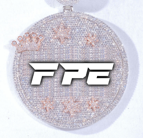 CUSTOM LETTER NECKLACE 3D BIG CROWN DISC