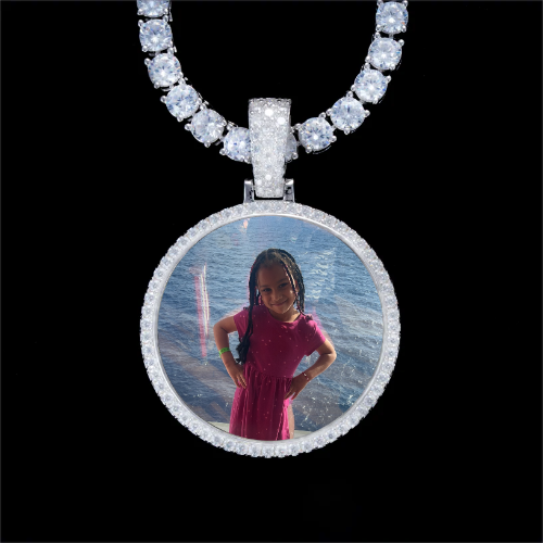 925S & VVS Moissanite 3D Circle Custom Picture Pendant