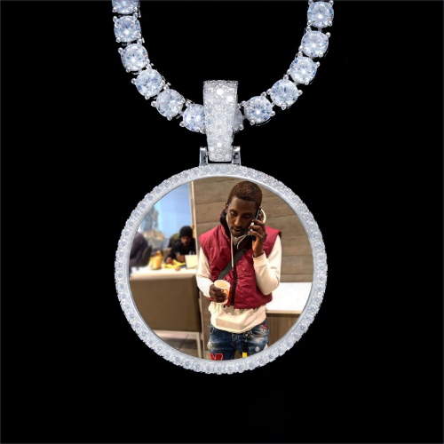 925S & VVS Moissanite 3D Circle Custom Picture Pendant