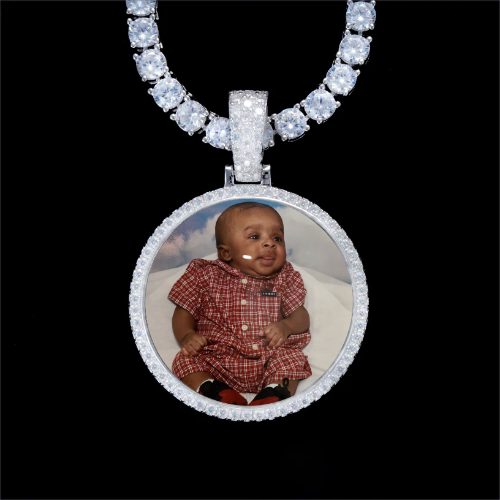 925S & VVS Moissanite 3D Circle Custom Picture Pendant