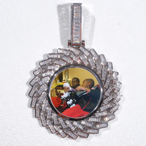 Large 3D Baguette Custom Picture Pendant
