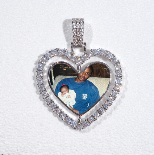 3D Spinning 2-Faced Heart Custom Picture Pendant