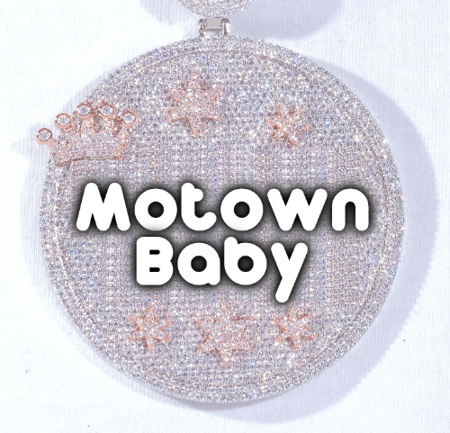 CUSTOM LETTER NECKLACE 3D BIG CROWN DISC