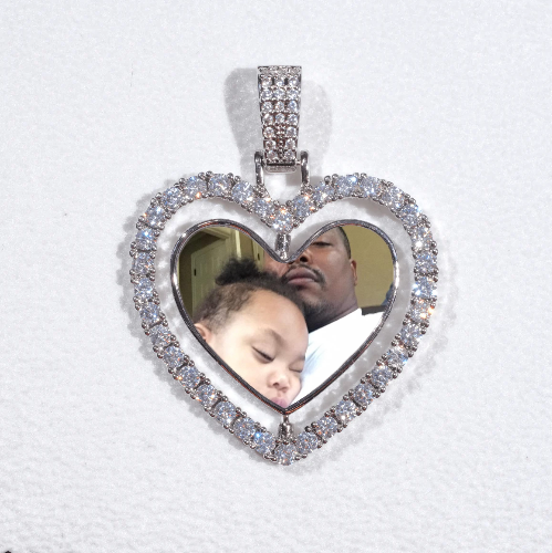 3D Spinning 2-Faced Heart Custom Picture Pendant