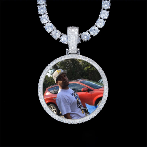 925S & VVS Moissanite 3D Circle Custom Picture Pendant