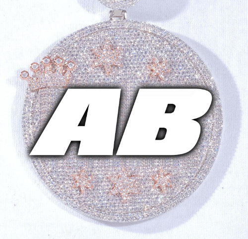CUSTOM LETTER NECKLACE 3D BIG CROWN DISC