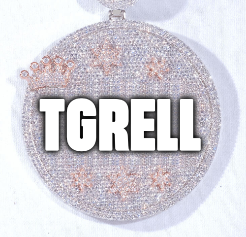 CUSTOM LETTER NECKLACE 3D BIG CROWN DISC