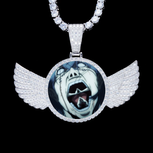 925S & VVS Moissanite 3D Wing Custom Picture Pendant