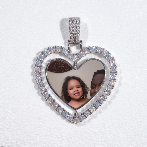 3D Spinning 2-Faced Heart Custom Picture Pendant