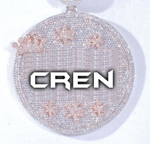 CUSTOM LETTER NECKLACE 3D BIG CROWN DISC