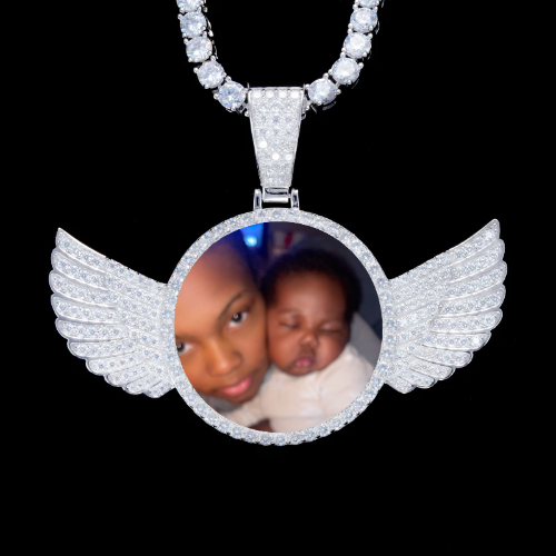 925S & VVS Moissanite 3D Wing Custom Picture Pendant