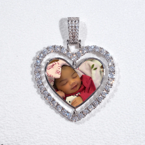 3D Spinning 2-Faced Heart Custom Picture Pendant