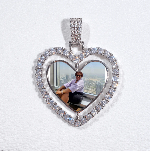 3D Spinning 2-Faced Heart Custom Picture Pendant