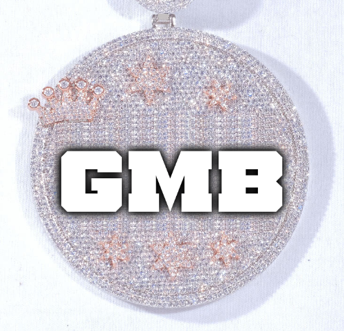 CUSTOM LETTER NECKLACE 3D BIG CROWN DISC