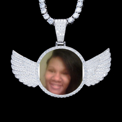 925S & VVS Moissanite 3D Wing Custom Picture Pendant