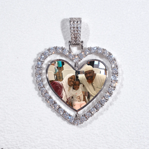 3D Spinning 2-Faced Heart Custom Picture Pendant