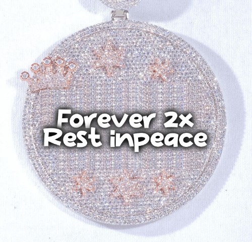 CUSTOM LETTER NECKLACE 3D BIG CROWN DISC