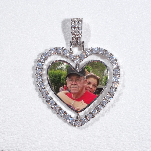 3D Spinning 2-Faced Heart Custom Picture Pendant