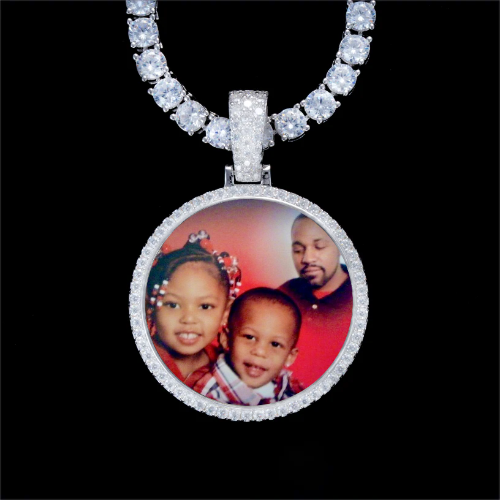 925S & VVS Moissanite 3D Circle Custom Picture Pendant