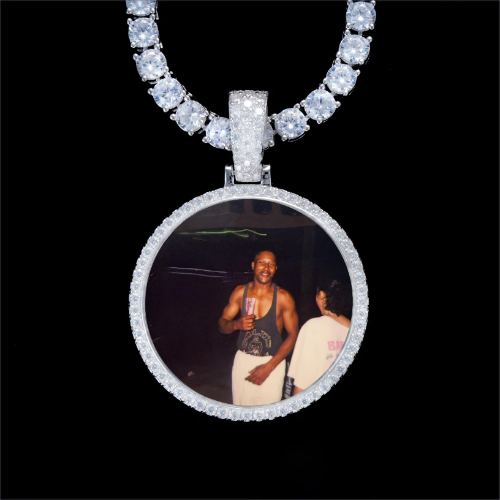 925S & VVS Moissanite 3D Circle Custom Picture Pendant