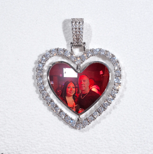 3D Spinning 2-Faced Heart Custom Picture Pendant